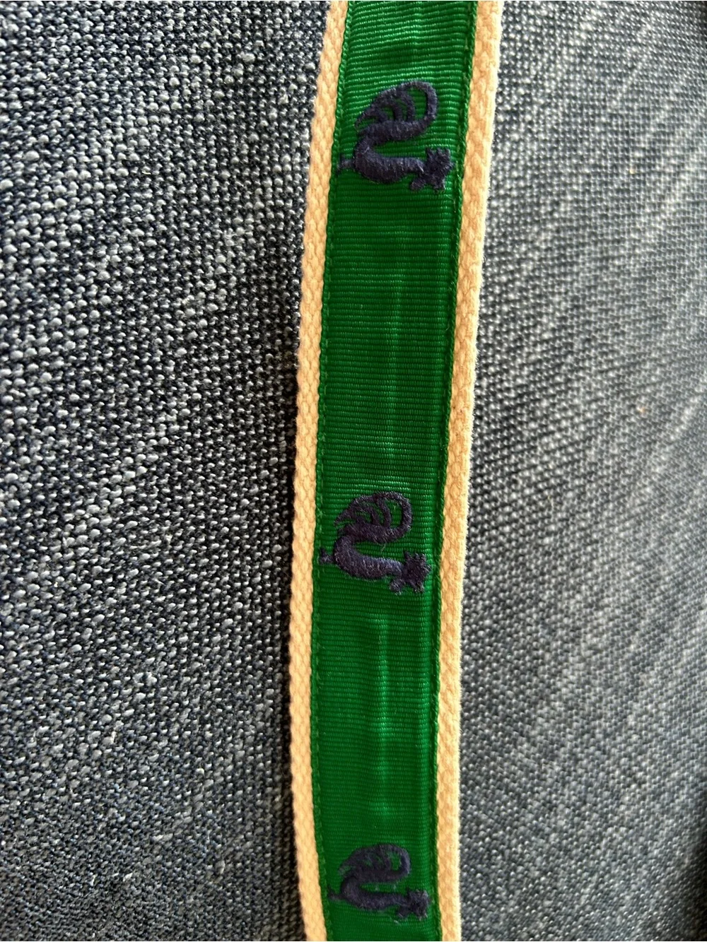 Vintage j crew Green Embroidered Web Belt with Leather Trim and Roosters! - Picture 4 of 6